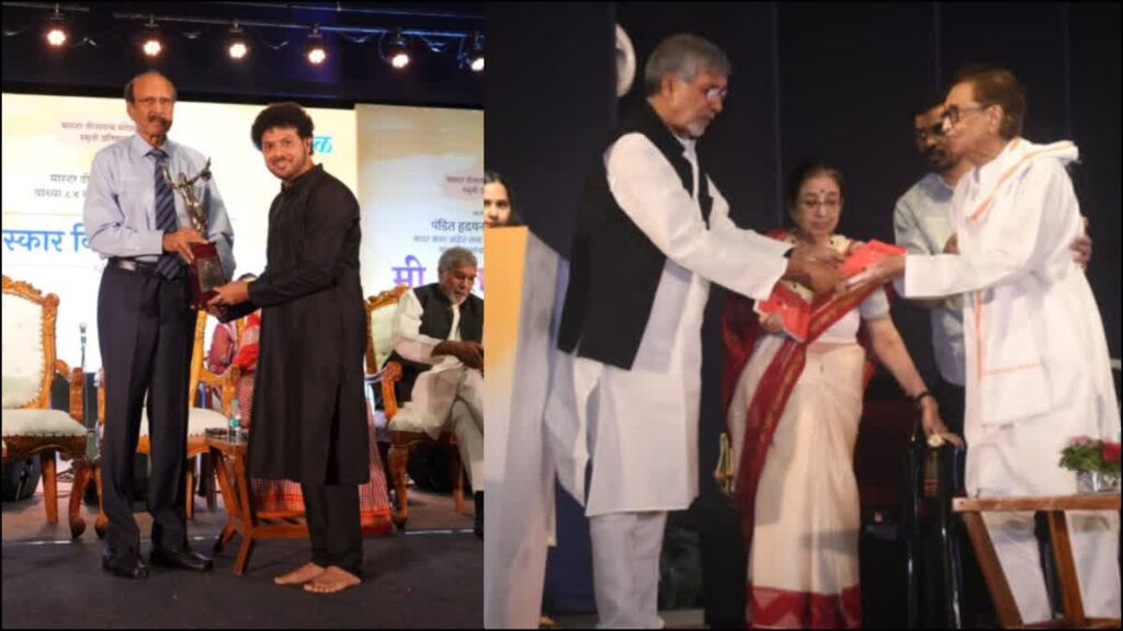 नोबेल शांतता पुरस्कार विजेते कैलाश सत्यार्थी आणि महेश काळे दीनानाथ मंगेशकर पुरस्कारानं सन्मानित